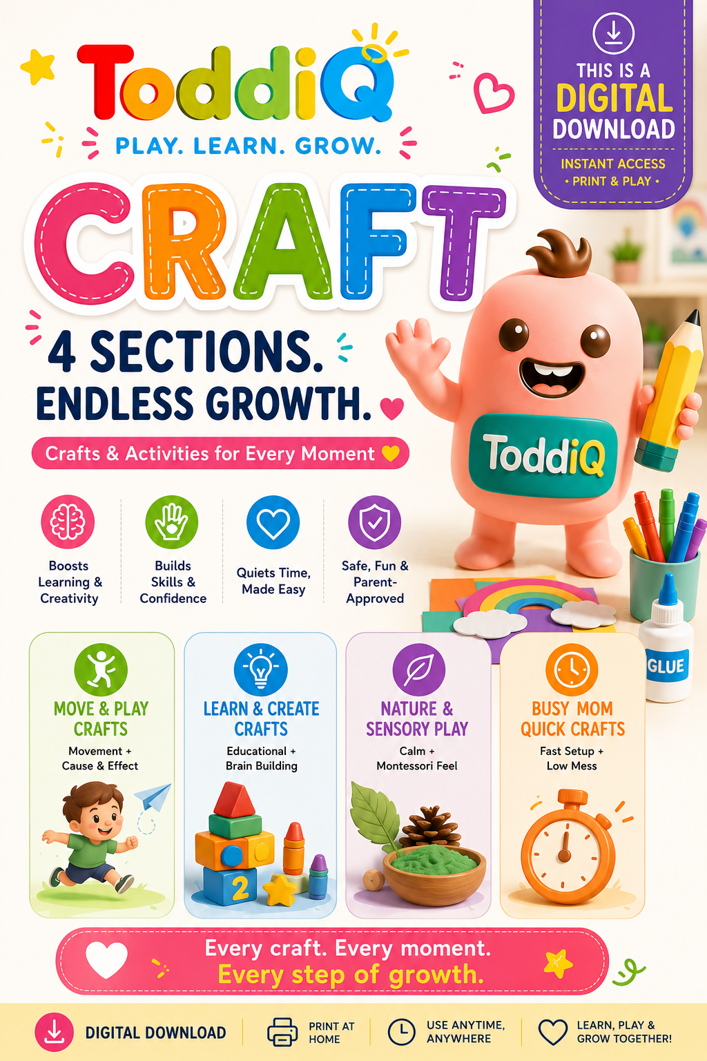 ToddiQ CRAFT — Easy Screen-Free Toddler Crafts & Activities | Digital Download