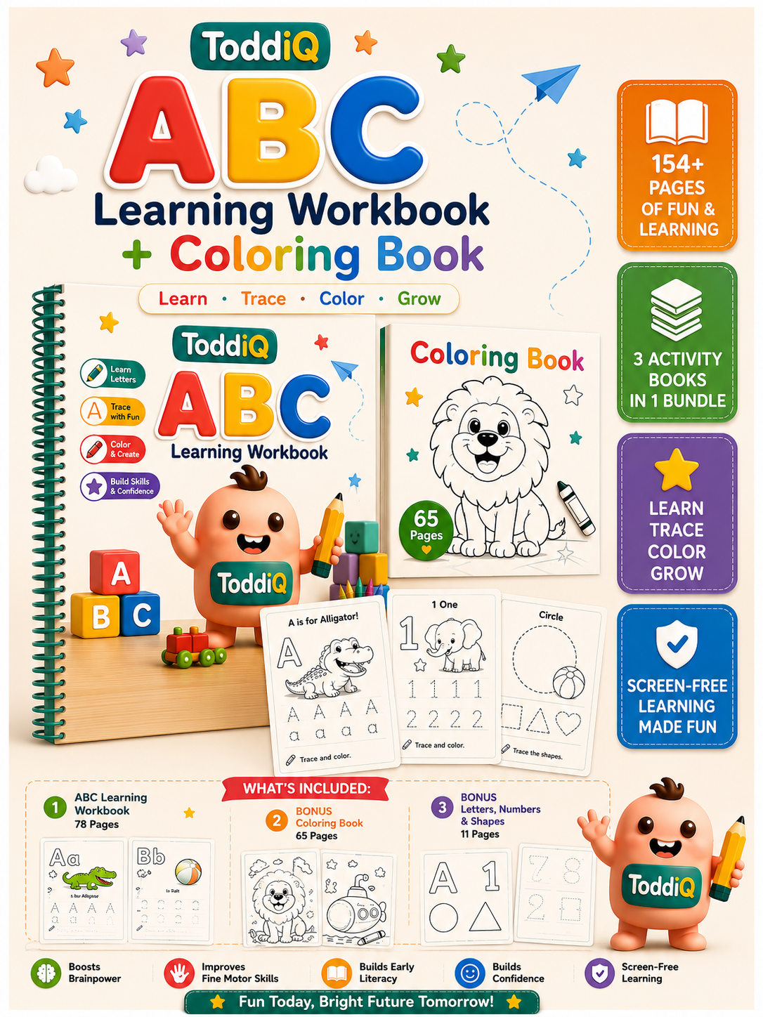 ToddiQ FREE 154-Page A–Z Learning Workbook